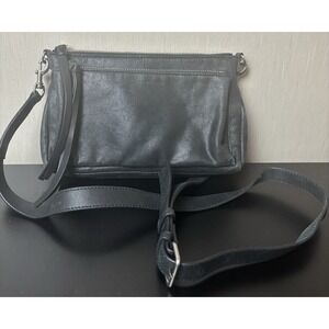 Lucky Brand Purse Koda Crossbody Bag Gray Genuine Leather 2 Compartment EUC